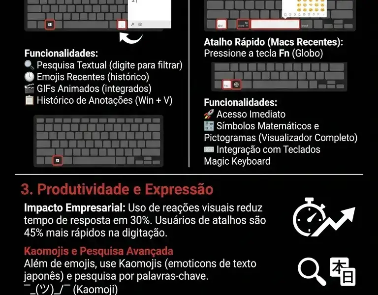 Infografica: Como digitar emojis pelo teclado no Windows e Mac