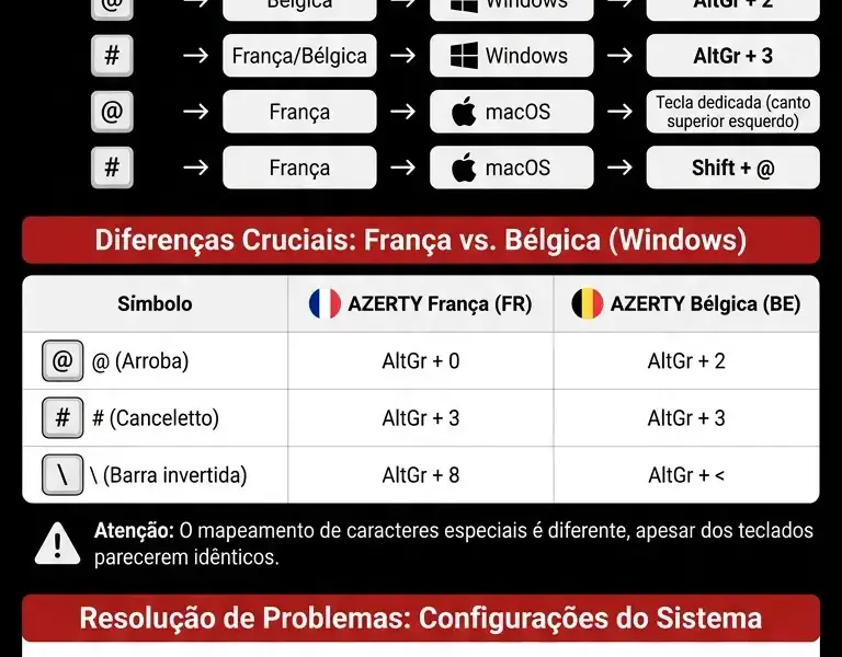 Infografica: Como digitar o cardinal (#) e o arroba (@): guia do teclado AZERTY