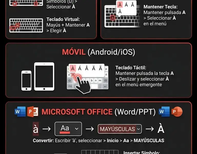 Infografica: C&oacute;mo escribir la A may&uacute;scula (&Agrave;): la gu&iacute;a completa