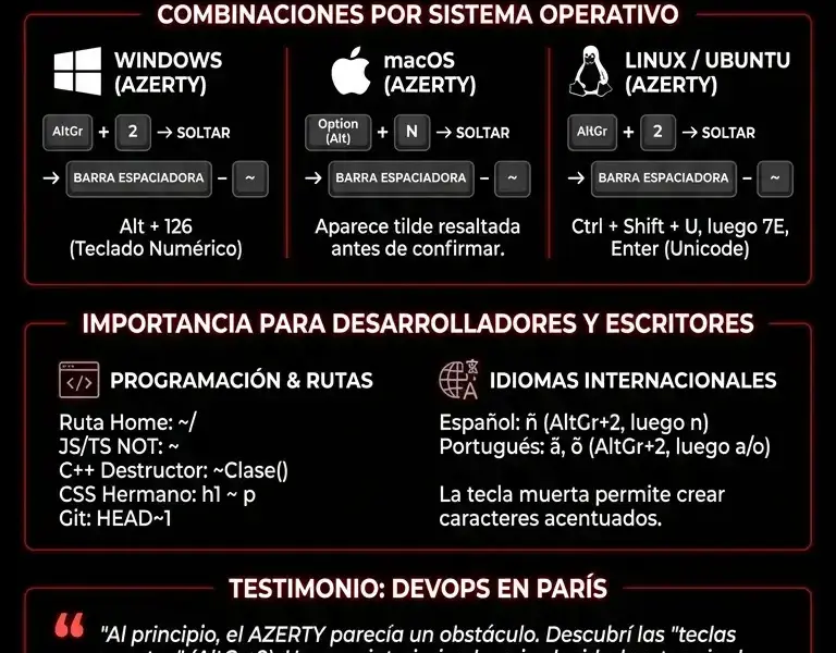 Infografica: C&oacute;mo escribir la tilde (~) en un teclado franc&eacute;s: Gu&iacute;a definitiva AZERTY