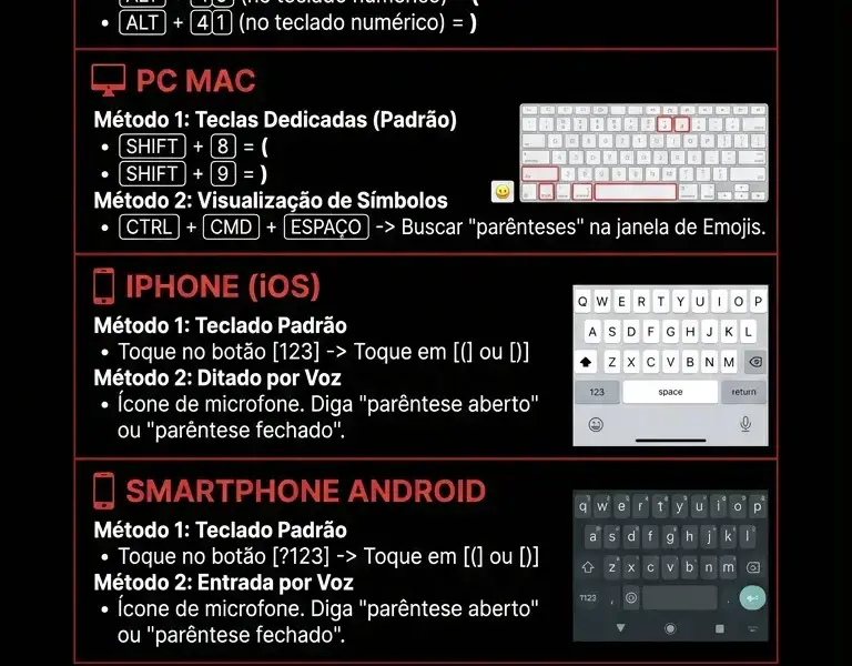 Infografica: Como fazer par&ecirc;nteses em PC, Mac e Smartphone