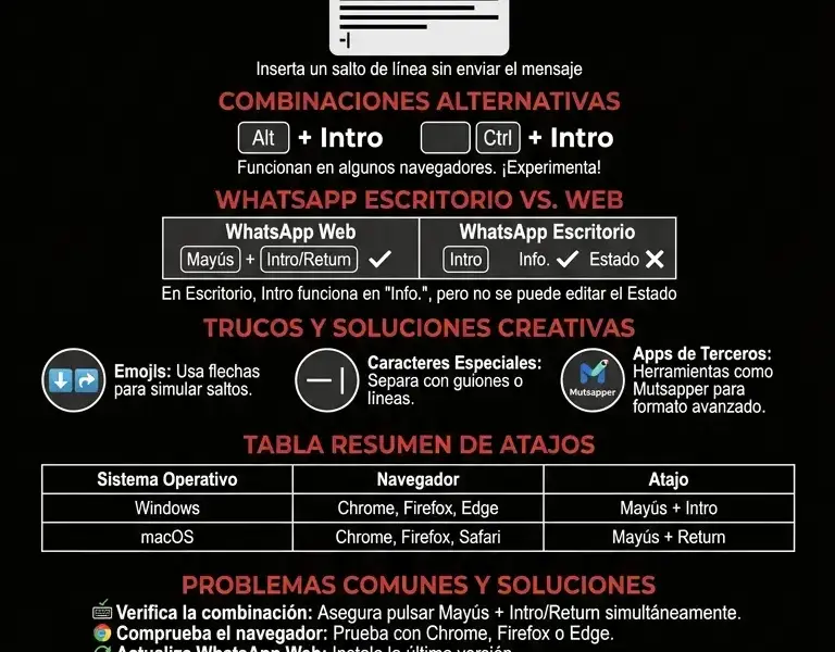Infografica: C&oacute;mo hacer un salto de l&iacute;nea en WhatsApp Web: la gu&iacute;a definitiva