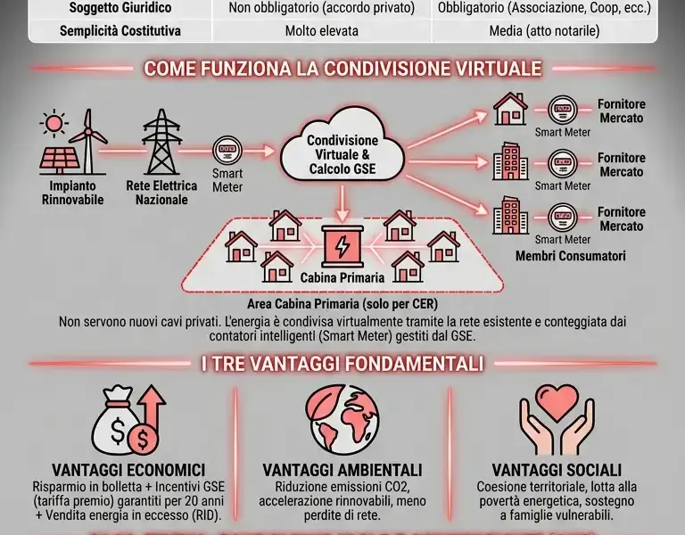 Infografica: Comunit&agrave; Energetiche Rinnovabili (CER): Ecco l'Energia Condivisa