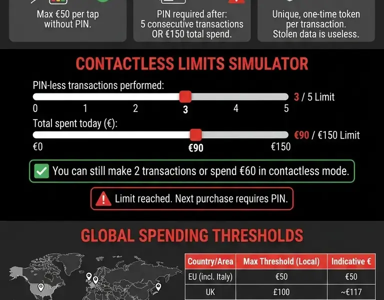 Infografica: Contactless payment limits without a PIN: what you need to know
