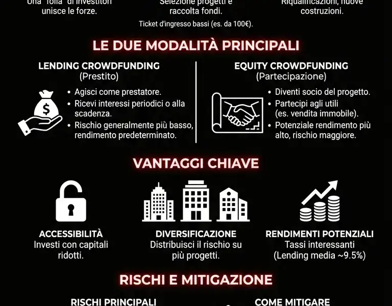 Infografica: Crowdfunding Immobiliare: Investi nel Mattone con Piccole Cifre