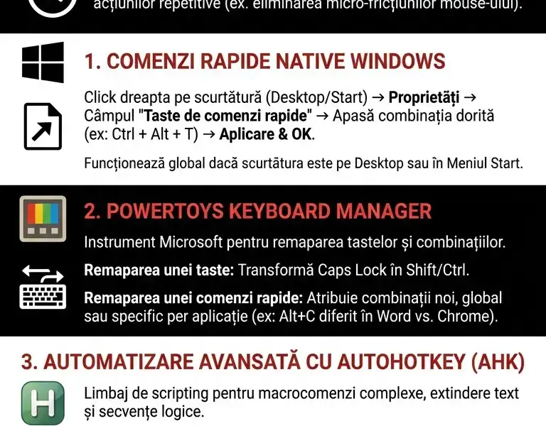 Infografica: Cum să creezi comenzi rapide de la tastatură personalizate &icirc;n Windows: Ghid avansat