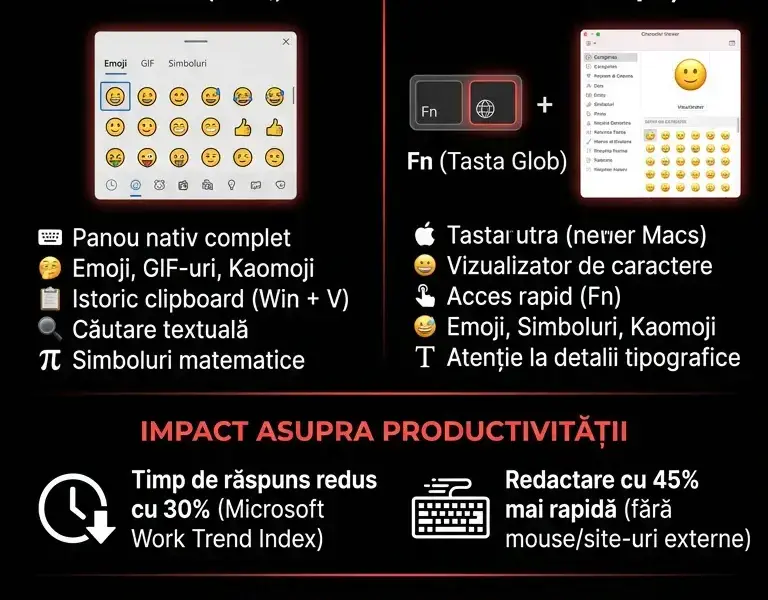 Infografica: Cum să tastezi emoji de pe tastatură pe Windows și Mac