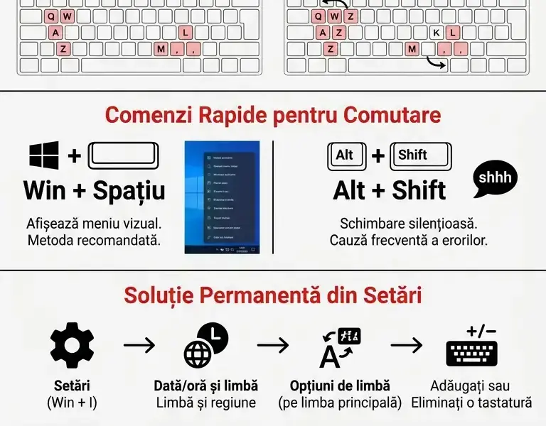 Infografica: Cum să treci de la tastatura QWERTY la AZERTY (și invers) &icirc;n Windows