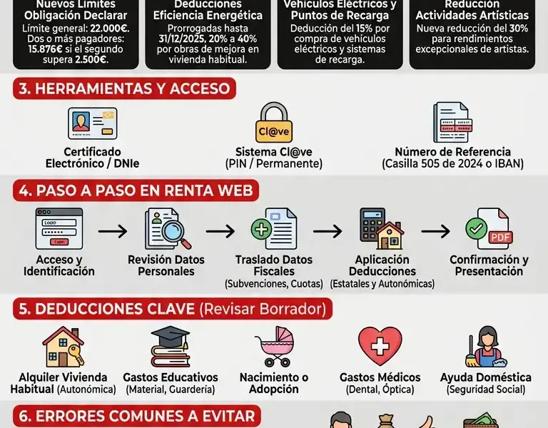 Infografica: Declaraci&oacute;n renta 2025: gu&iacute;a completa para no perder dinero