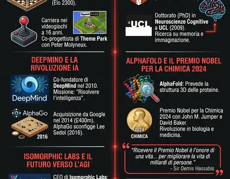 Infografica: Demis Hassabis biografia: il genio dietro Google DeepMind e il Premio Nobel