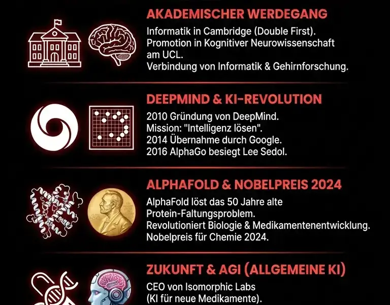 Infografica: Demis Hassabis &ndash; Biografie: Das Genie hinter Google DeepMind und dem Nobelpreis