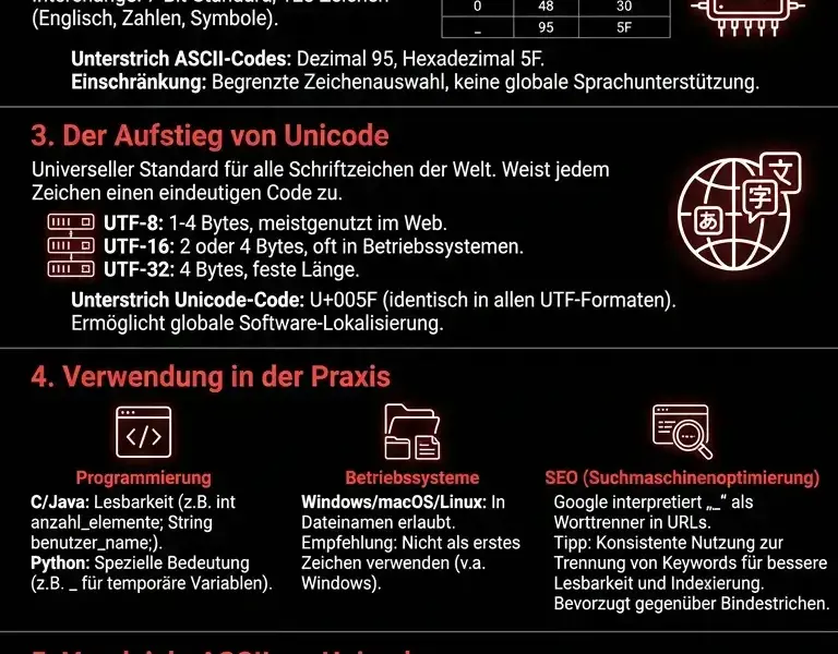 Infografica: Der Unterstrich: ASCII- und Unicode-Vergleich