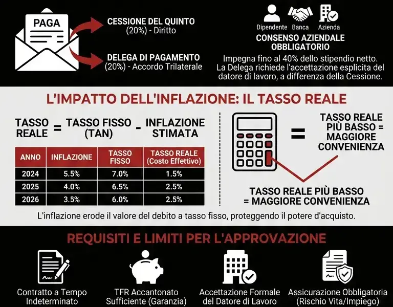 Infografica: Doppio Quinto 2026: Quando Conviene la Delega di Pagamento con l'Inflazione?