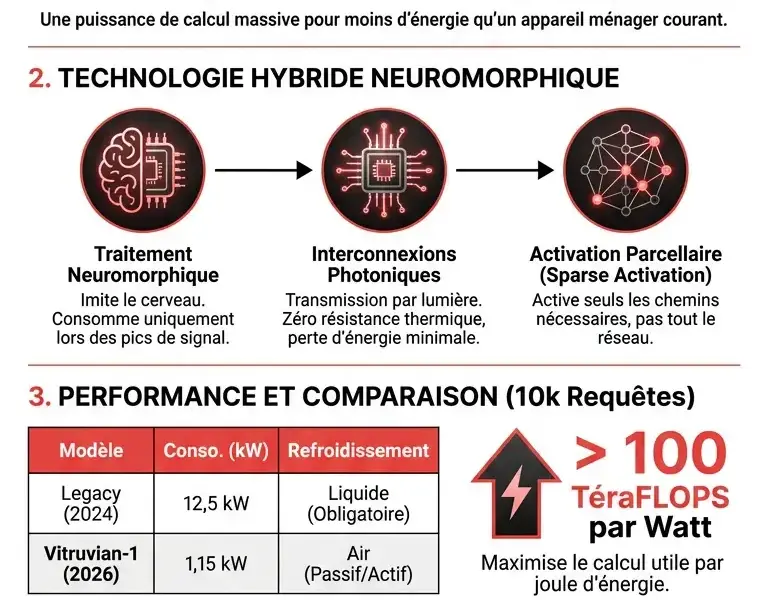 Infografica: Efficacit&eacute; de l'IA&nbsp;: Consommation &eacute;nerg&eacute;tique de Vitruvian-1