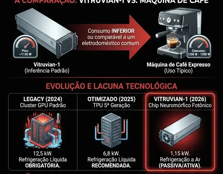 Infografica: Efici&ecirc;ncia de IA: O Consumo de Energia do Vitruvian-1