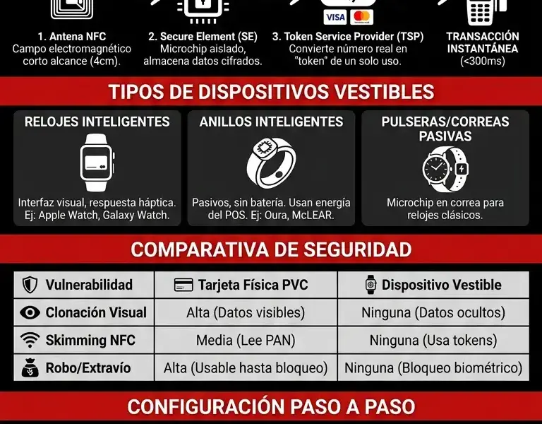 Infografica: El futuro del contactless: relojes inteligentes, anillos inteligentes y dispositivos vestibles.