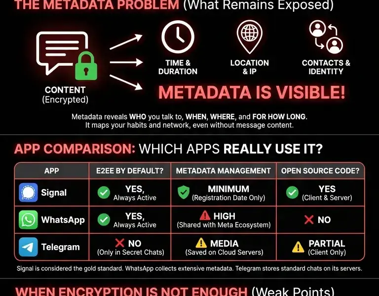 Infografica: End-to-End Encryption: What It Is, How It Works, and Which Apps Really Use It