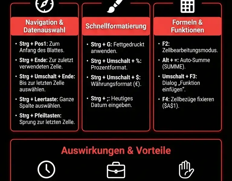 Infografica: Excel-Tastaturk&uuml;rzel: Die 50 n&uuml;tzlichsten f&uuml;r schnelles Arbeiten