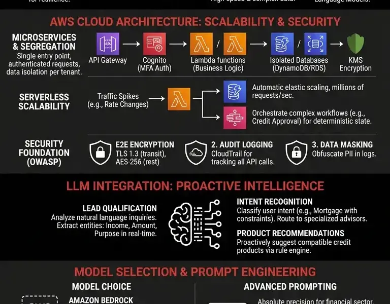 Infografica: Financial CRM Development: AWS Cloud Architecture and LLM Integration