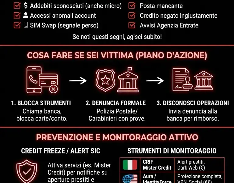 Infografica: Furto d'Identit&agrave; Digitale: Come Proteggersi e Cosa Fare se Sei Vittima