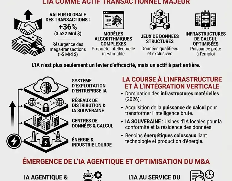 Infografica: Fusions-acquisitions IA 2026 : int&eacute;gration d'actifs algorithmiques