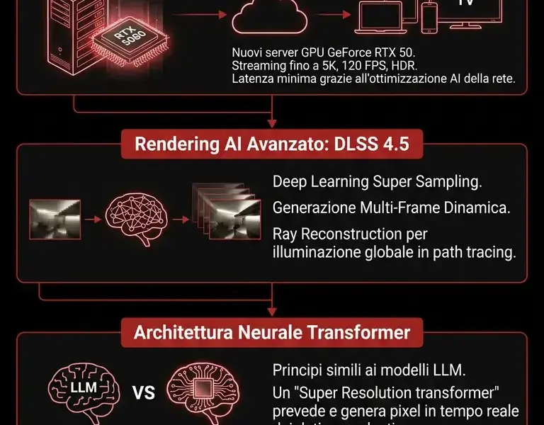Infografica: GeForce NOW: server RTX 5080 e rendering AI per 007 First Light