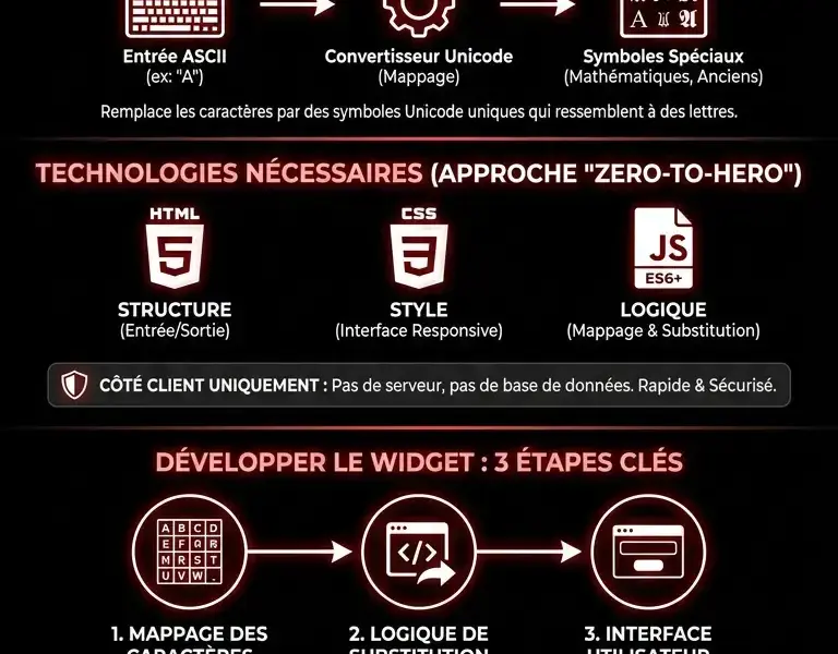 Infografica: G&eacute;n&eacute;rateur de polices pour bios : guide complet et widget Unicode