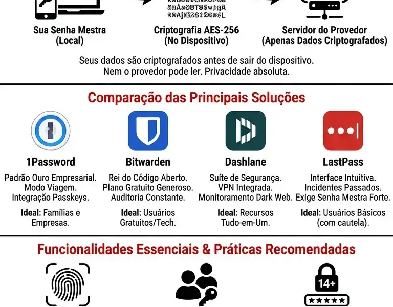Infografica: Gerenciador de senhas: Guia para escolher o gerenciador de senhas mais seguro