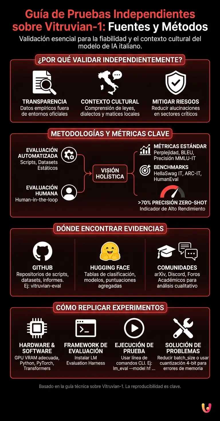 Gu&iacute;a de pruebas independientes sobre Vitruvian-1: fuentes y m&eacute;todos - Infograf&iacute;a resumen