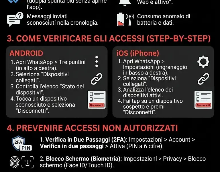 Infografica: Guida Completa agli accessi whatsapp web: Scopri gli Intrusi