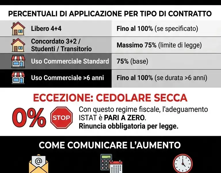 Infografica: Guida Definitiva all'Adeguamento ISTAT Affitti con Calcolatore
