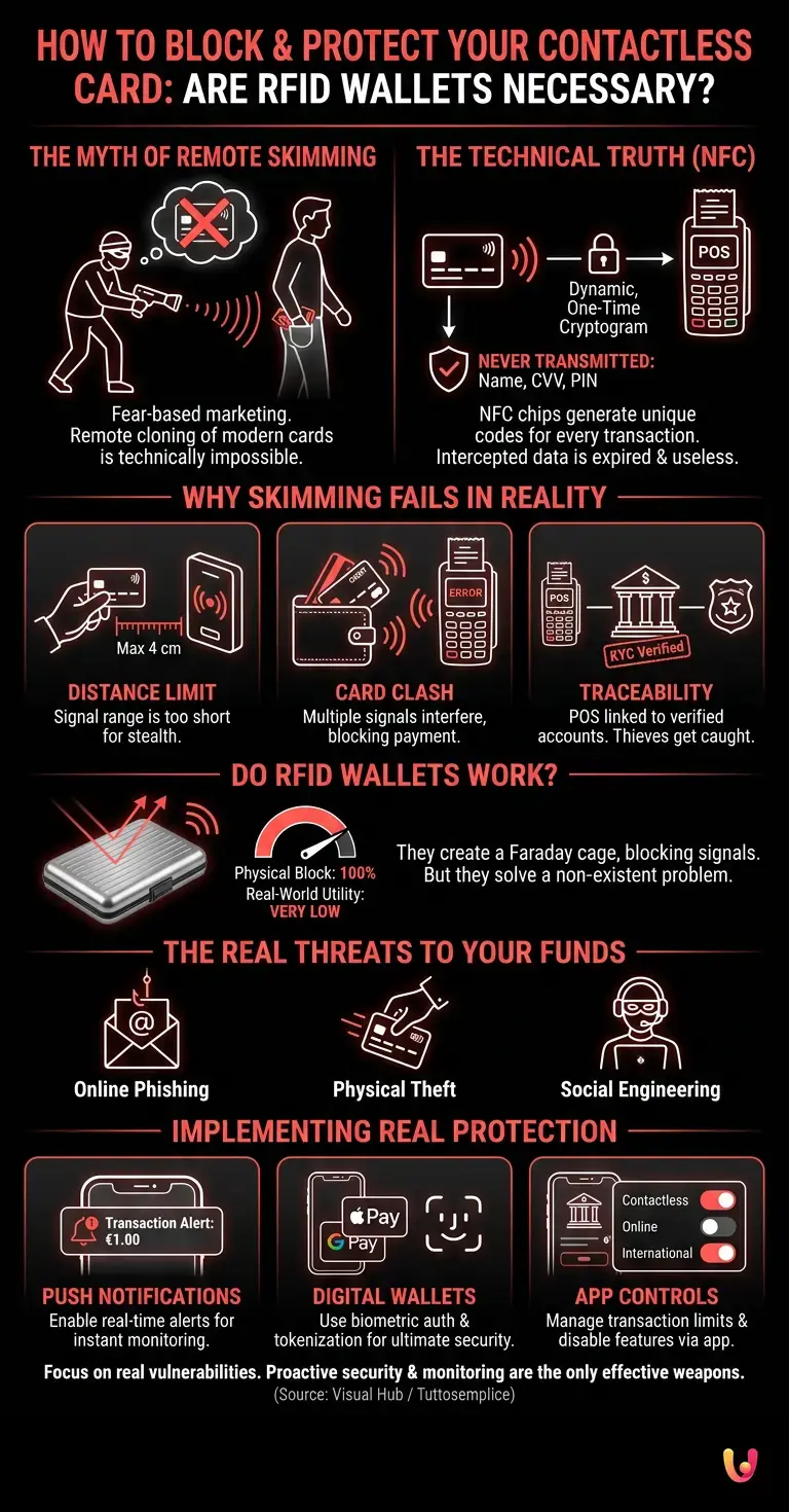 How to block and protect your contactless card: are RFID wallets necessary? - Summary Infographic