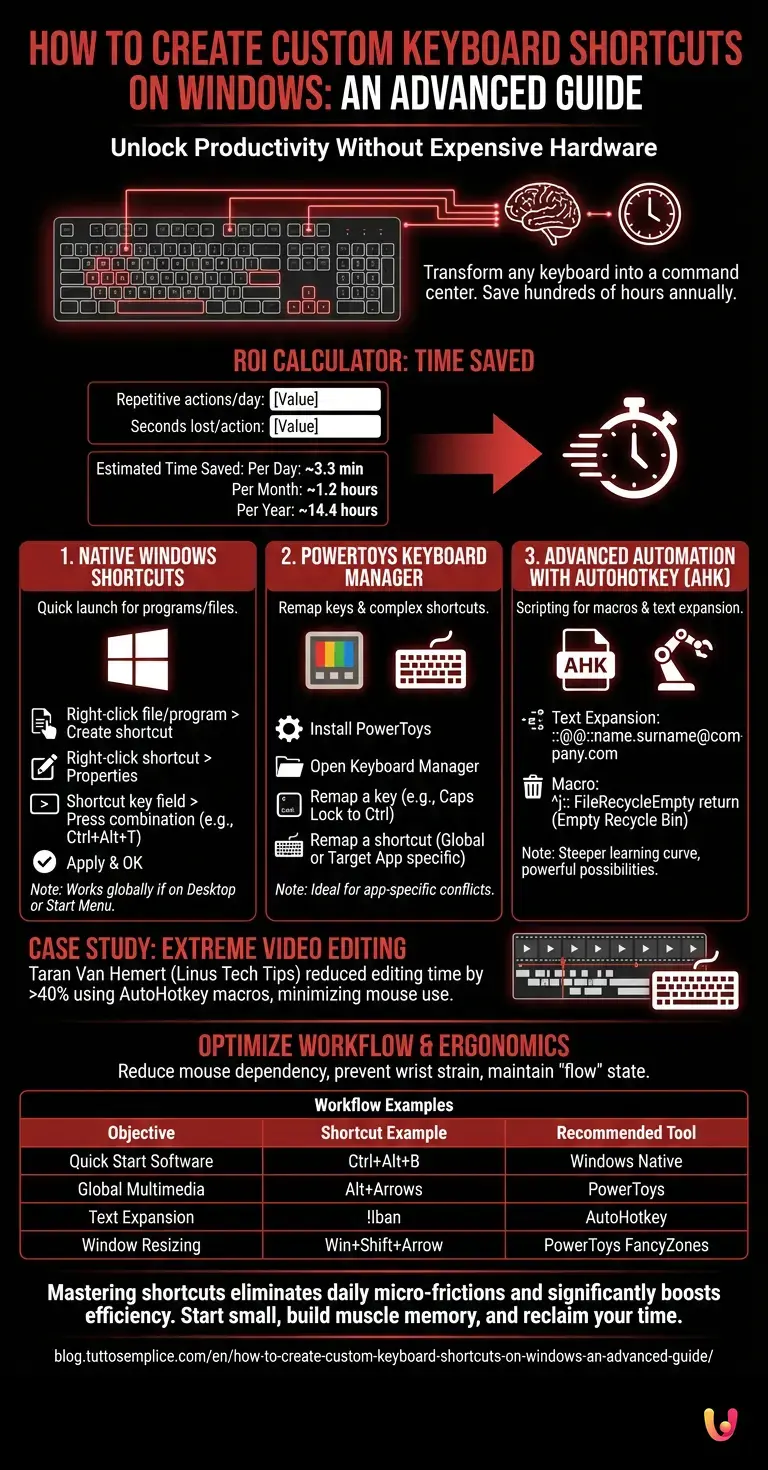 How to Create Custom Keyboard Shortcuts on Windows: An Advanced Guide - Summary Infographic