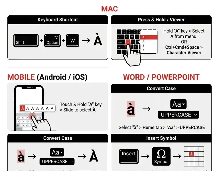 Infografica: How to type the capital &Agrave;: the complete guide