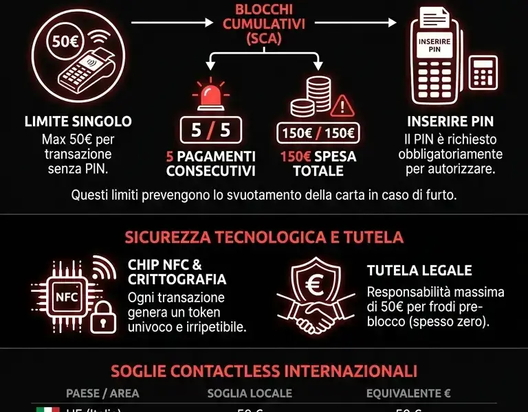 Infografica: I limiti di pagamento contactless senza PIN: cosa c'&egrave; da sapere