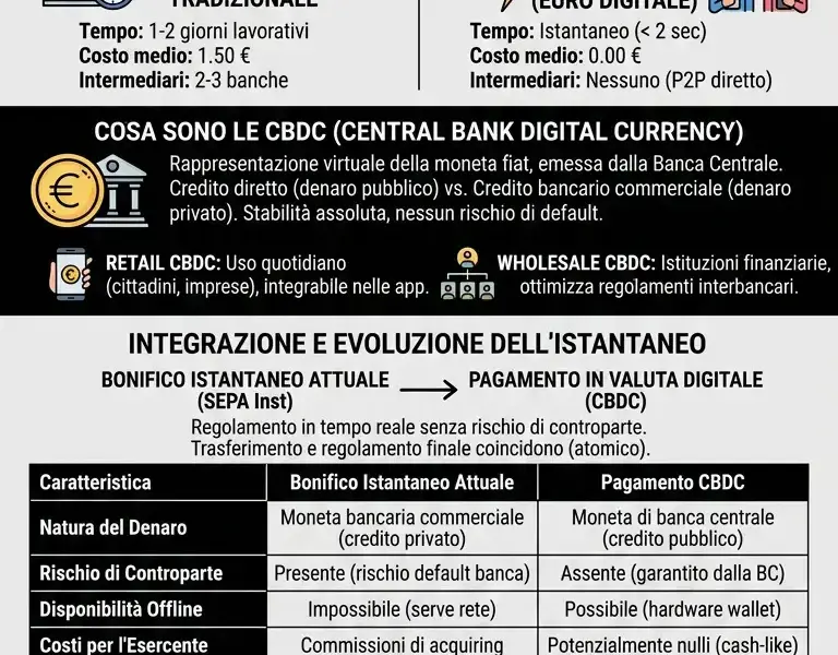 Infografica: Il Futuro dei Pagamenti: Valute Digitali (CBDC) e l'Evoluzione dell'Istantaneo