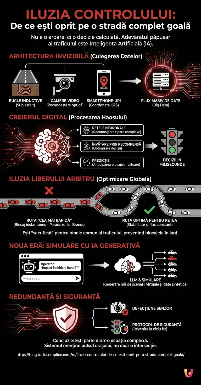 Iluzia controlului: De ce ești oprit pe o stradă complet goală - Infografic rezumativ