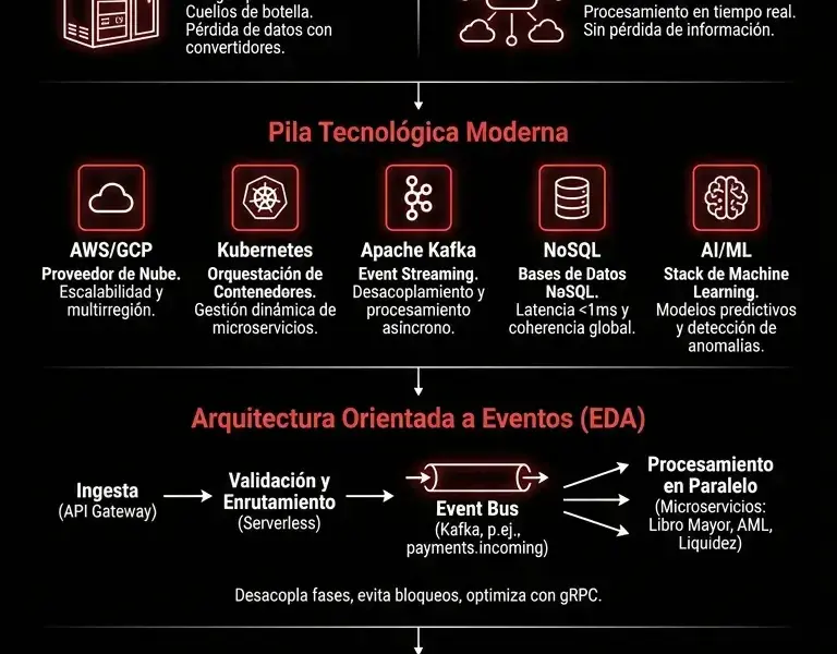 Infografica: Infraestructuras nativas de la nube para pagos ISO 20022: Gu&iacute;a de arquitectura en tiempo real