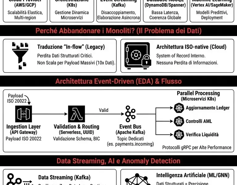 Infografica: Infrastrutture Cloud-Native per Pagamenti ISO 20022: Guida all'Architettura Real-Time