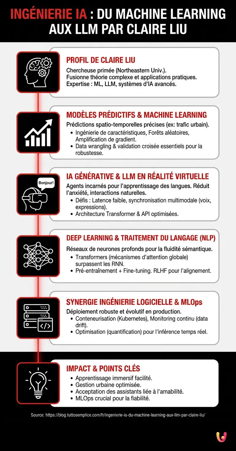 Ing&eacute;nierie IA : du machine learning aux LLM par Claire Liu - Infographie r&eacute;sumant
