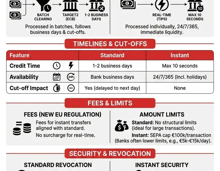 Infografica: Instant or Standard Bank Transfer: Which to Choose and When