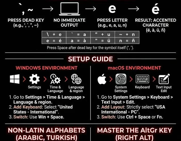 Infografica: International keyboard: how to set it up to type in multiple languages