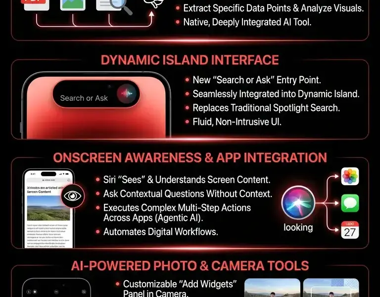 Infografica: iOS 27 Siri Update Adds Standalone App and Document Analysis