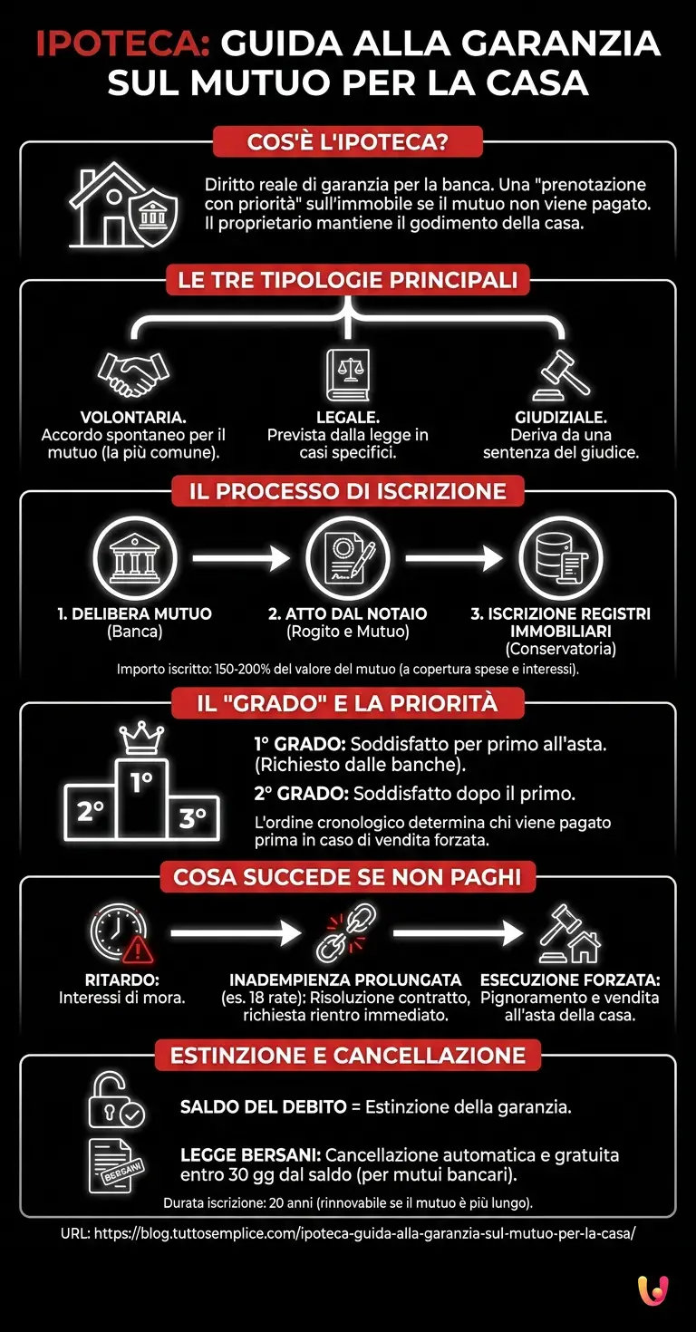 Ipoteca: Guida alla Garanzia sul Mutuo per la Casa - Infografica riassuntiva