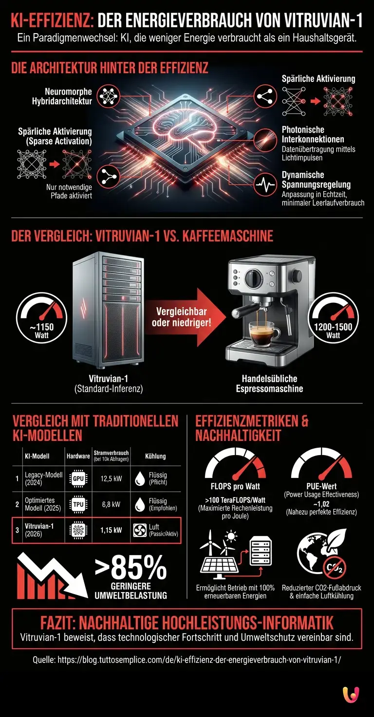 KI-Effizienz: Der Energieverbrauch von Vitruvian-1 - Zusammenfassende Infografik