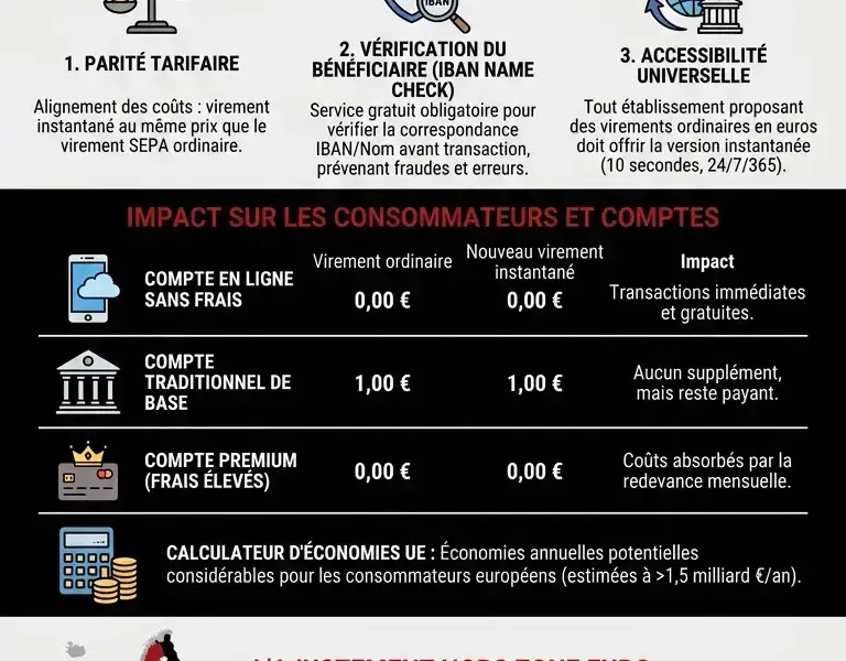 Infografica: La nouvelle r&eacute;glementation europ&eacute;enne sur les paiements instantan&eacute;s : guide et impact
