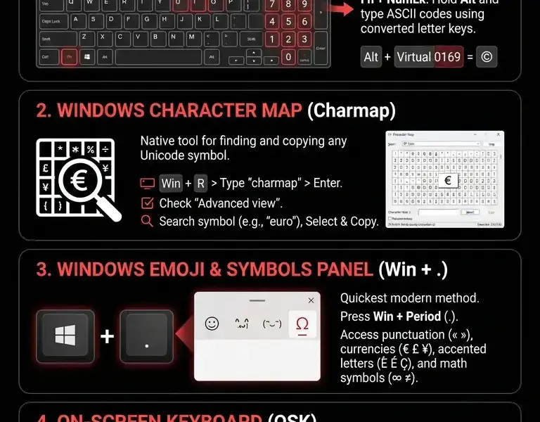 Infografica: Laptop keyboard: how to type special characters without a numeric keypad