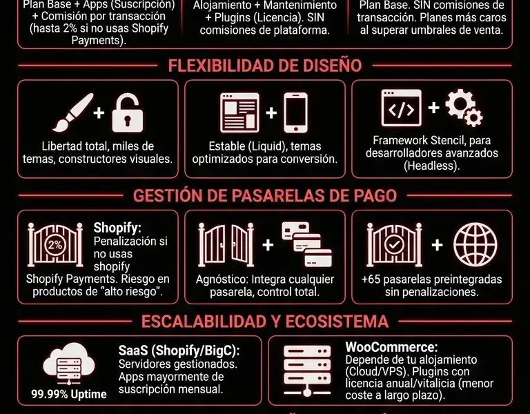 Infografica: Las mejores plataformas de comercio electr&oacute;nico: Shopify vs. WooCommerce vs. BigCommerce