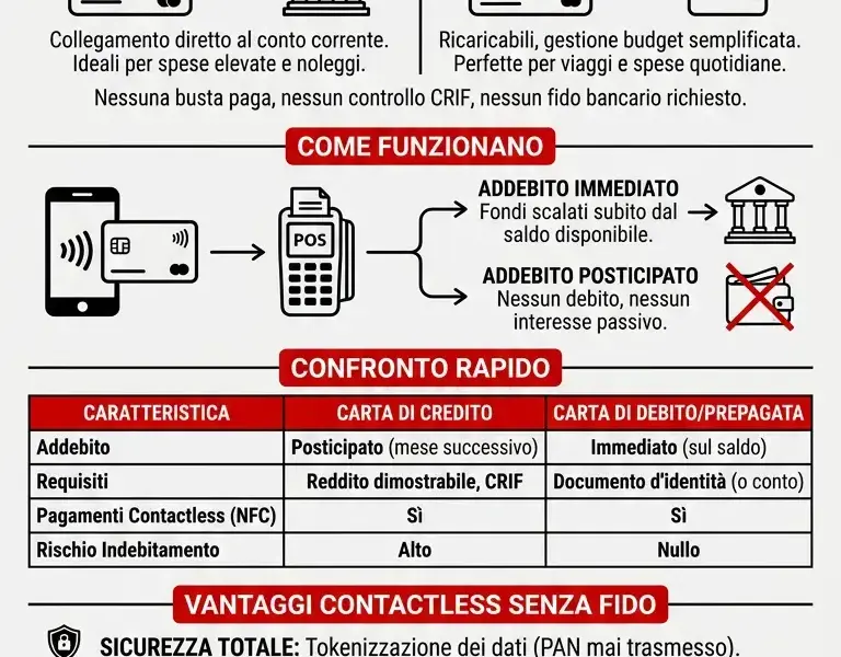 Infografica: Le migliori alternative alla carta di credito: prepagate e carte di debito contactless