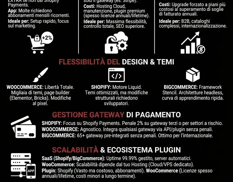 Infografica: Le Migliori Piattaforme E-commerce: Shopify vs WooCommerce vs BigCommerce